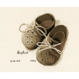 Vervaco First Shoes Birth Record Birth Sampler Cross Stitch Kit
