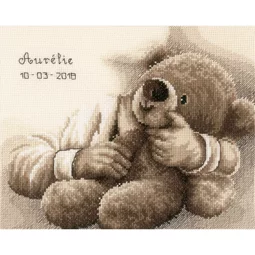 Vervaco Teddy Bear Birth Record Birth Sampler Cross Stitch Kit