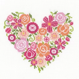 Vervaco Floral Heart Wedding Sampler Cross Stitch Kit