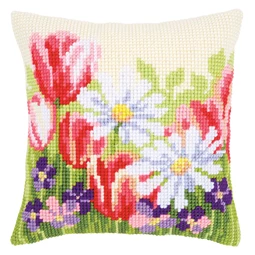 Vervaco Spring Flower Cushion Cross Stitch Kit