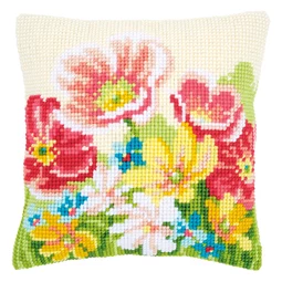 Vervaco Summer Flowers Cushion Cross Stitch Kit