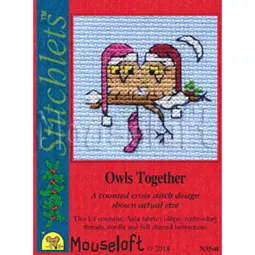 Mouseloft Owls Together Christmas Card Making Christmas Cross Stitch Kit