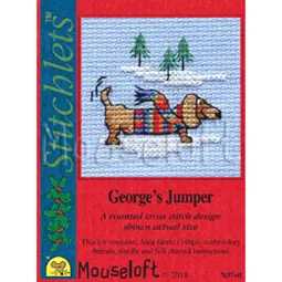 Mouseloft George's Jumper Christmas Card Making Christmas Cross Stitch Kit