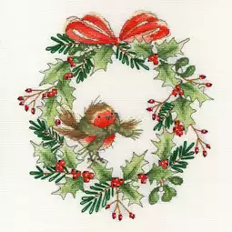 Bothy Threads Robin Wreath Christmas Cross Stitch Kit