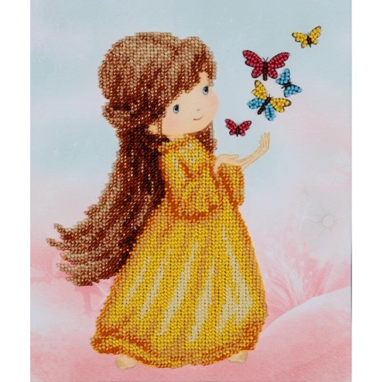 Image 1 of VDV Girl with Butterflies Embroidery Kit