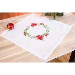 Luca-S Poinsettia Table Topper Christmas Cross Stitch Kit