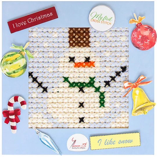 Image 1 of Luca-S Snowman Christmas Cross Stitch Kit