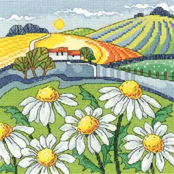 Heritage Daisy Landscape - Evenweave Cross Stitch Kit