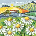 Image of Heritage Daisy Landscape - Evenweave Cross Stitch Kit