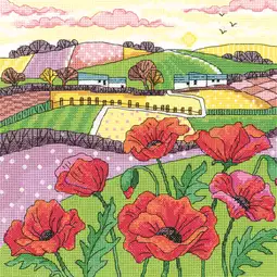 Heritage Poppy Landscape - Aida Cross Stitch Kit