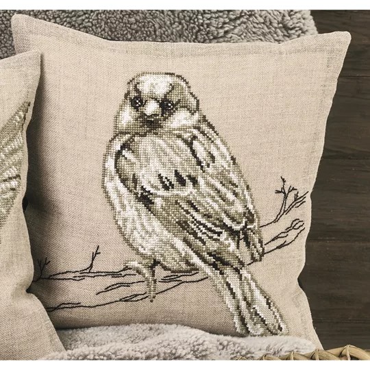 Image 1 of Permin Sparrow Cushion Cross Stitch Kit