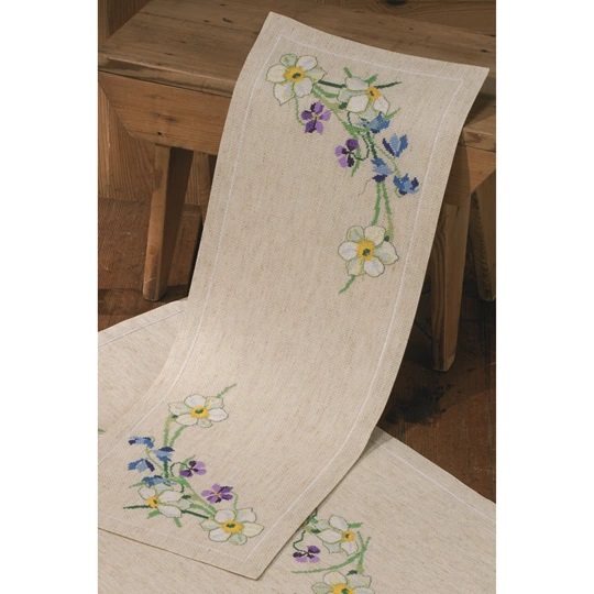 Image 1 of Permin Springflowers Runner Cross Stitch Kit