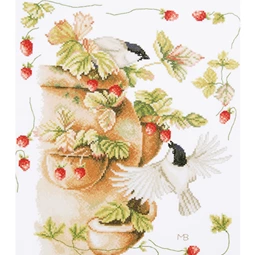 Lanarte Strawberries and Birds Cross Stitch Kit