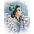 Image of Lanarte Asian Lady in Blue Cross Stitch Kit