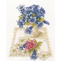 Image of Lanarte Blue Flowers Cross Stitch Kit