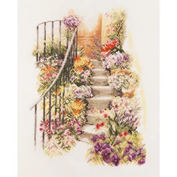 Lanarte Flower Stairs Cross Stitch Kit