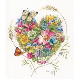 Lanarte Heart of Flowers Cross Stitch Kit