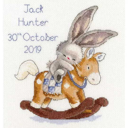 Image 1 of Bothy Threads Rock a Bye Bunny Birth Sampler Cross Stitch Kit
