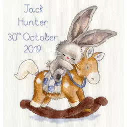Bothy Threads Rock a Bye Bunny Birth Sampler Cross Stitch Kit