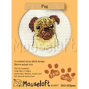 Image 1 of Mouseloft Pug Cross Stitch Kit