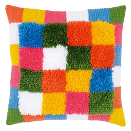 Vervaco Bright Squares with Back Latch Hook Cushion Kit