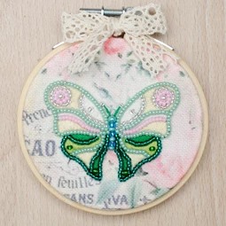 VDV Bead Embroidery Kit Pink and Yellow Butterfly 