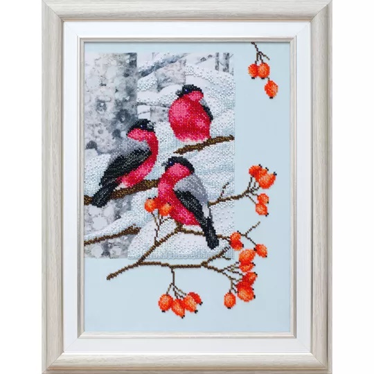 Image 1 of VDV Bullfinches and Dog Rose Embroidery Kit