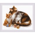 Image of RIOLIS Cat with Kittens Cross Stitch