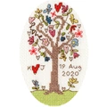 Image of Bothy Threads Sweet Tree Card Wedding Sampler Cross Stitch Kit