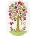Image of Bothy Threads Golden Celebration Card Wedding Sampler Cross Stitch Kit