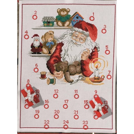 Image 1 of Permin Santa's Shop Advent Christmas Cross Stitch Kit