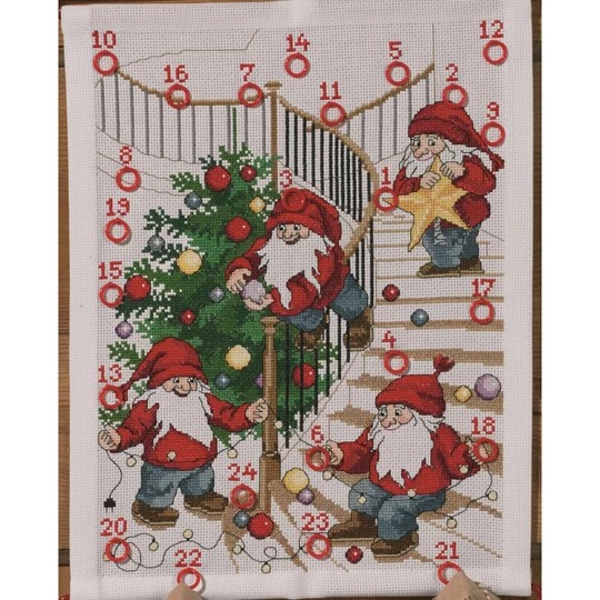 Image 1 of Permin Decorating Elves Advent Christmas Cross Stitch Kit