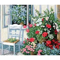 Luca-S Terrace with Flowers Cross Stitch Kit