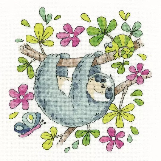 Image 1 of Heritage Sloth Cross Stitch Kit