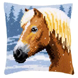 Vervaco Horse and Snow Cushion Christmas Cross Stitch Kit