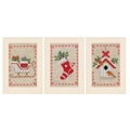Image of Vervaco Christmas Motif Set of 3 Christmas Card Making Cross Stitch Kit