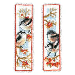 Vervaco Long-Tailed Tits and Berries Bookmarks Christmas Cross Stitch Kit