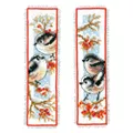 Image of Vervaco Long-Tailed Tits and Berries Bookmarks Christmas Cross Stitch Kit