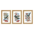 Image of Vervaco Long-Tailed Tits and Berries Set of 3 Christmas Cross Stitch Kit