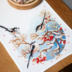 Vervaco Long-Tailed Tits and Berries Runner Christmas Cross Stitch Kit