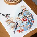Image of Vervaco Long-Tailed Tits and Berries Runner Christmas Cross Stitch Kit