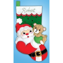 Santa and Teddy Felt Stocking
