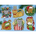 Image of Design Works Crafts Festive Kittens Ornaments Christmas Cross Stitch