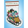 Image of Design Works Crafts Snow Sledding Stocking Christmas Cross Stitch Kit