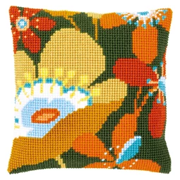 Vervaco Retro Flowers Cushion Cross Stitch Kit