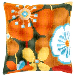 Vervaco Retro Floral Cushion Cross Stitch Kit