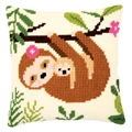 Image of Vervaco Sloth Cushion Cross Stitch Kit
