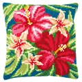 Image of Vervaco Botanical Flowers Cushion Cross Stitch Kit