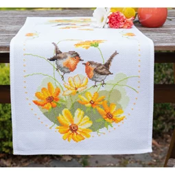 Vervaco Robins and Flowers Runner Cross Stitch Kit