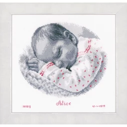 Vervaco Sleeping Baby Birth Record Birth Sampler Cross Stitch Kit